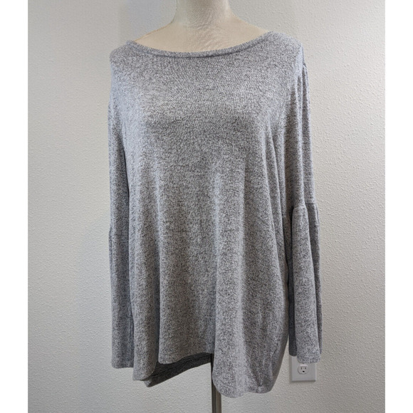 Philosophy Woman Pullover Tee Sweatshirt Grey Plus Size 1X Long Bell Sleeves - Picture 1 of 6